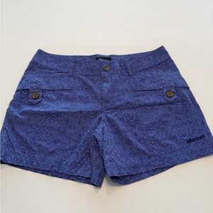 Marmot woman’s blue printed hiking /outdoor shorts lightweight breathable fabric
